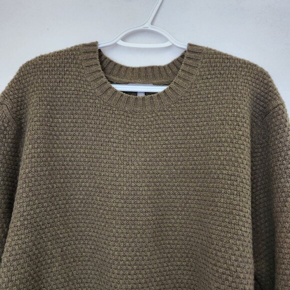 EUC Toad & Co Malamute Lambswool Waffle Knit Crew Sweater Elbow-Patch Green - Picture 3 of 8